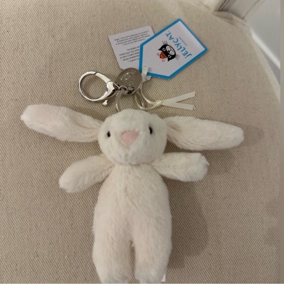 NWT Retired RARE mini bashful bunny keychain Authentic Cream - Picture 3 of 10